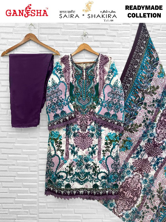 GANESHA SAIRA SHAKIRA VOL 8 WHOLESALE HEAVY COTTON KARACHI STYLE CASUAL WEAR FULL STITCHED 3 PCS SUITS ONLINE