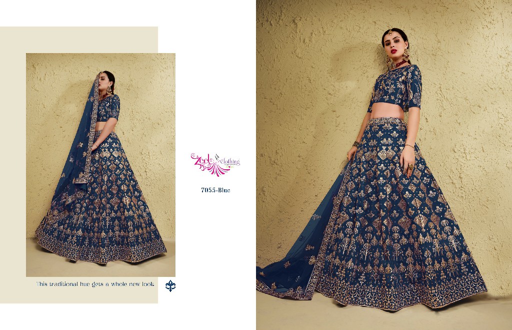 ZEEL CLOTHING INAYA D.NO 7055 WHOLESALE ART SILK OCCASION WEAR LEHENGA CHOLI FOR EXPORT