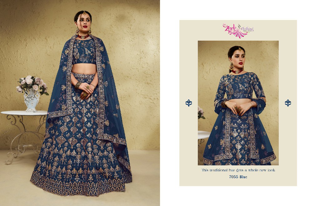 ZEEL CLOTHING INAYA D.NO 7055 WHOLESALE ART SILK OCCASION WEAR LEHENGA CHOLI FOR EXPORT