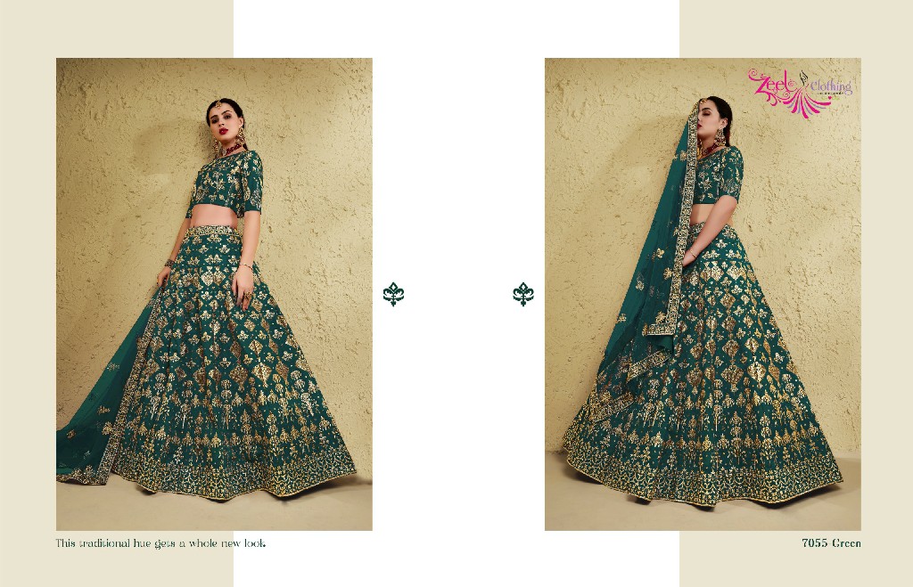 ZEEL CLOTHING INAYA D.NO 7055 WHOLESALE ART SILK OCCASION WEAR LEHENGA CHOLI FOR EXPORT