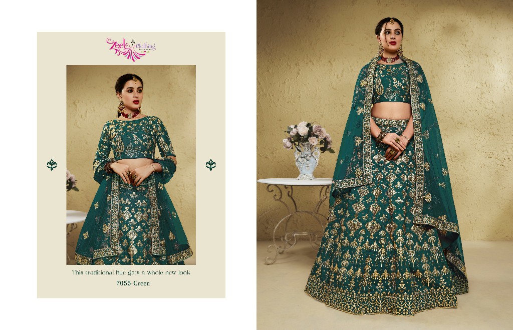 ZEEL CLOTHING INAYA D.NO 7055 WHOLESALE ART SILK OCCASION WEAR LEHENGA CHOLI FOR EXPORT