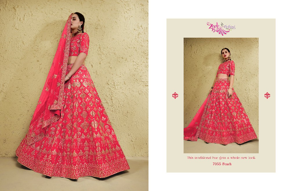 ZEEL CLOTHING INAYA D.NO 7055 WHOLESALE ART SILK OCCASION WEAR LEHENGA CHOLI FOR EXPORT