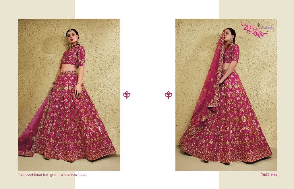 ZEEL CLOTHING INAYA D.NO 7055 WHOLESALE ART SILK OCCASION WEAR LEHENGA CHOLI FOR EXPORT