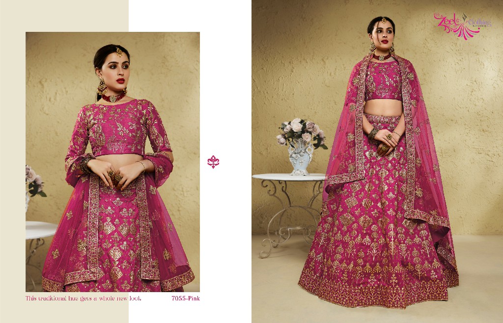 ZEEL CLOTHING INAYA D.NO 7055 WHOLESALE ART SILK OCCASION WEAR LEHENGA CHOLI FOR EXPORT