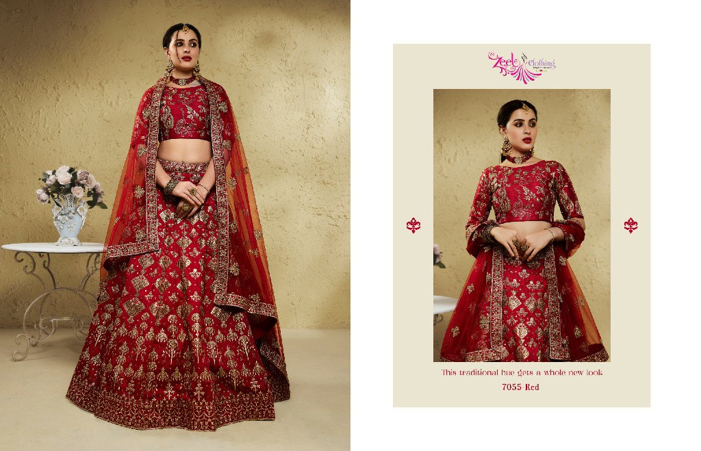 ZEEL CLOTHING INAYA D.NO 7055 WHOLESALE ART SILK OCCASION WEAR LEHENGA CHOLI FOR EXPORT