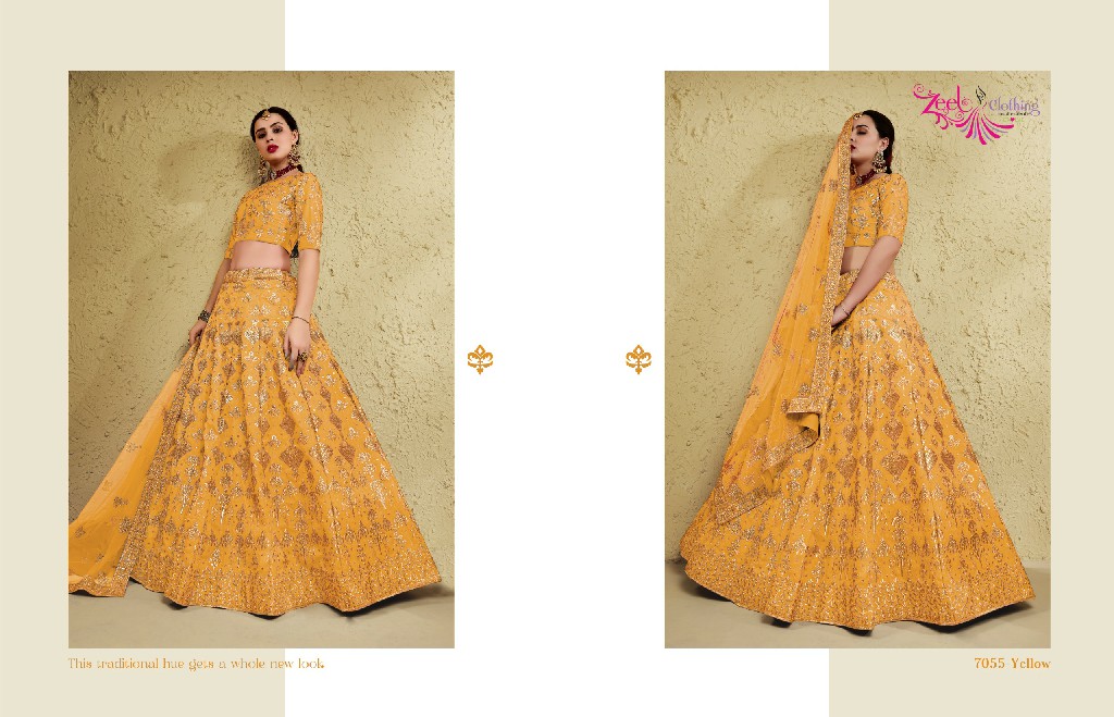 ZEEL CLOTHING INAYA D.NO 7055 WHOLESALE ART SILK OCCASION WEAR LEHENGA CHOLI FOR EXPORT