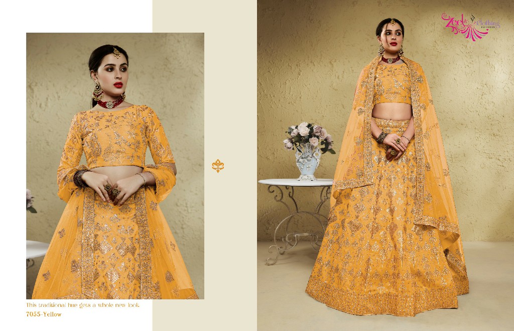 ZEEL CLOTHING INAYA D.NO 7055 WHOLESALE ART SILK OCCASION WEAR LEHENGA CHOLI FOR EXPORT