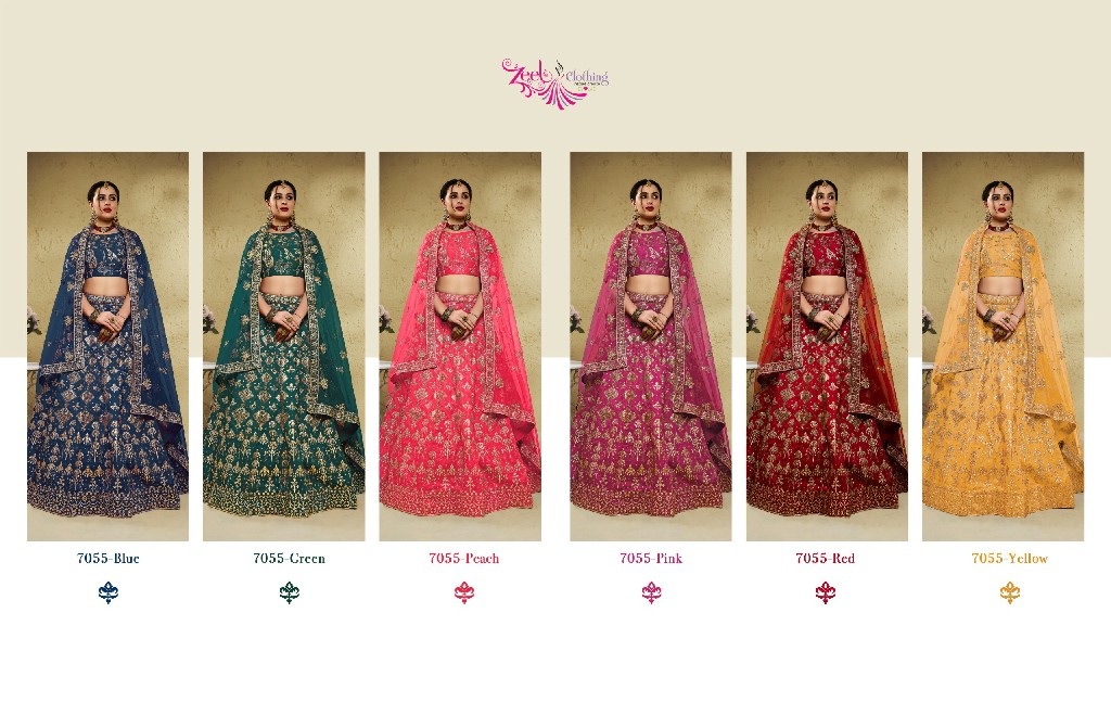 ZEEL CLOTHING INAYA D.NO 7055 WHOLESALE ART SILK OCCASION WEAR LEHENGA CHOLI FOR EXPORT