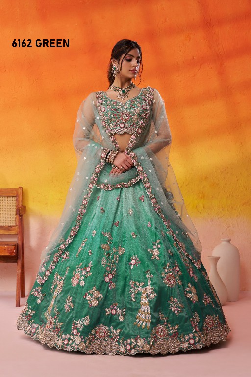 PF SERIES D.NO 6162 WHOLESALE TISSUE WITH WORK FULL FLAIR ETHNIC WEAR LEHENGA CHOLI FOR WOMEN ONLINE