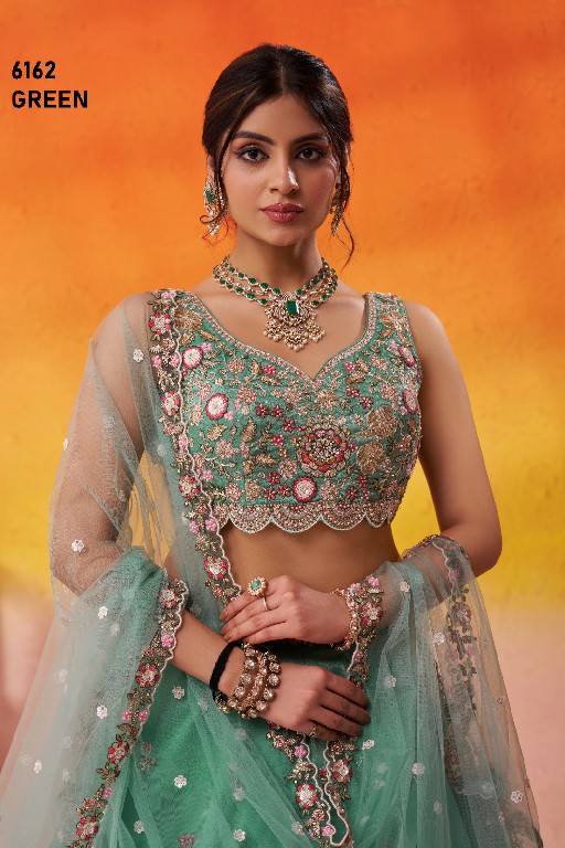 PF SERIES D.NO 6162 WHOLESALE TISSUE WITH WORK FULL FLAIR ETHNIC WEAR LEHENGA CHOLI FOR WOMEN ONLINE