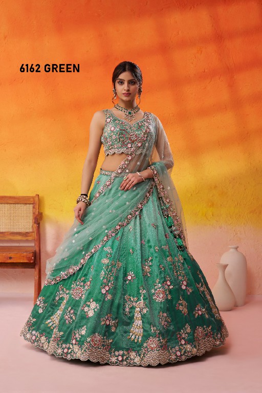 PF SERIES D.NO 6162 WHOLESALE TISSUE WITH WORK FULL FLAIR ETHNIC WEAR LEHENGA CHOLI FOR WOMEN ONLINE