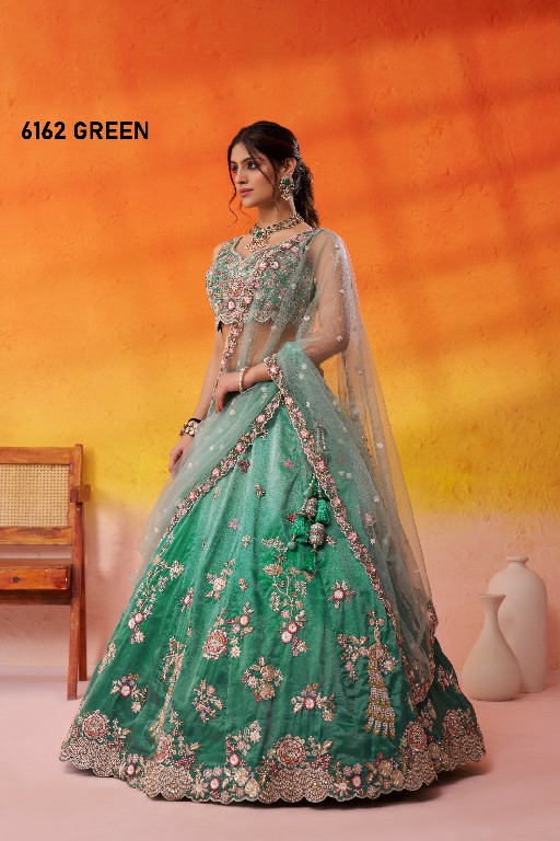 PF SERIES D.NO 6162 WHOLESALE TISSUE WITH WORK FULL FLAIR ETHNIC WEAR LEHENGA CHOLI FOR WOMEN ONLINE