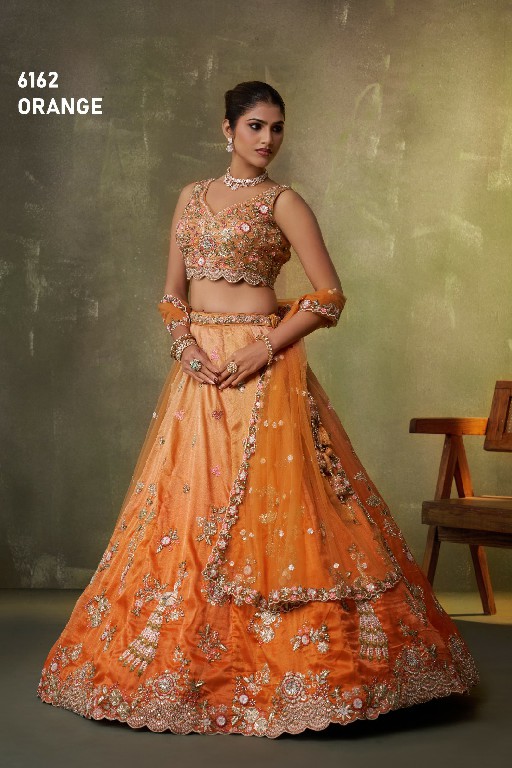 PF SERIES D.NO 6162 WHOLESALE TISSUE WITH WORK FULL FLAIR ETHNIC WEAR LEHENGA CHOLI FOR WOMEN ONLINE