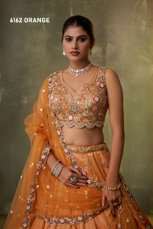PF SERIES D.NO 6162 WHOLESALE TISSUE WITH WORK FULL FLAIR ETHNIC WEAR LEHENGA CHOLI FOR WOMEN ONLINE
