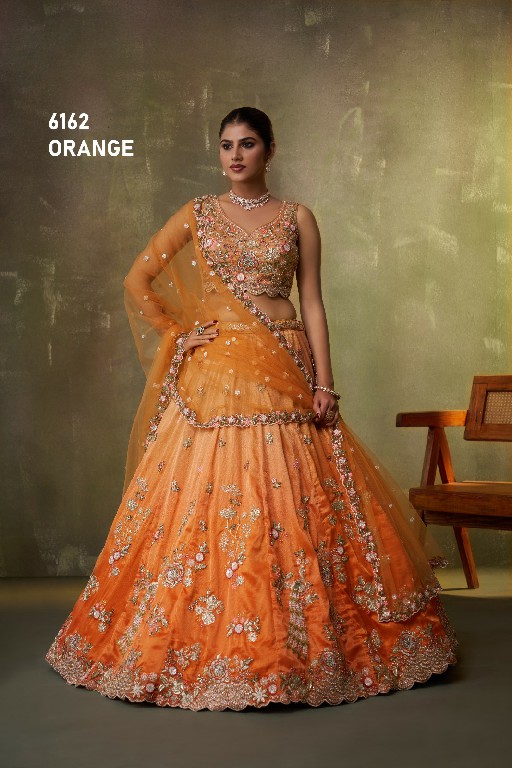 PF SERIES D.NO 6162 WHOLESALE TISSUE WITH WORK FULL FLAIR ETHNIC WEAR LEHENGA CHOLI FOR WOMEN ONLINE