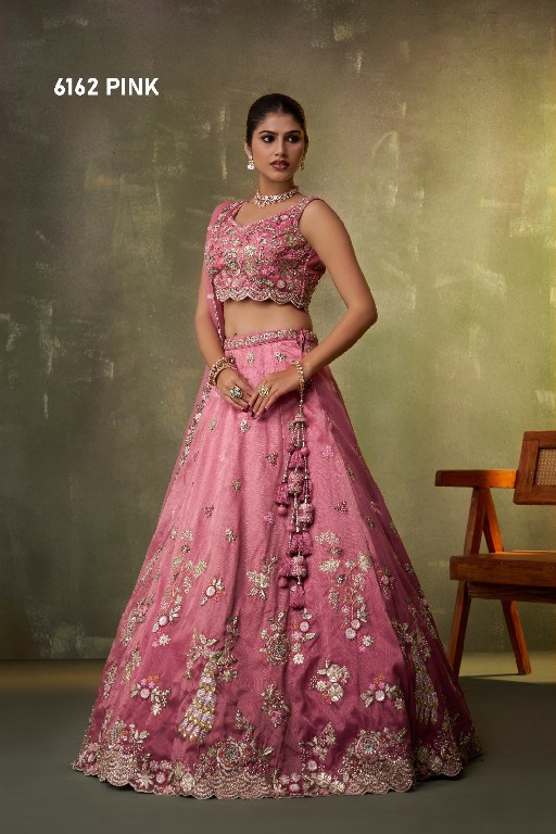 PF SERIES D.NO 6162 WHOLESALE TISSUE WITH WORK FULL FLAIR ETHNIC WEAR LEHENGA CHOLI FOR WOMEN ONLINE