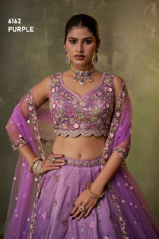 PF SERIES D.NO 6162 WHOLESALE TISSUE WITH WORK FULL FLAIR ETHNIC WEAR LEHENGA CHOLI FOR WOMEN ONLINE
