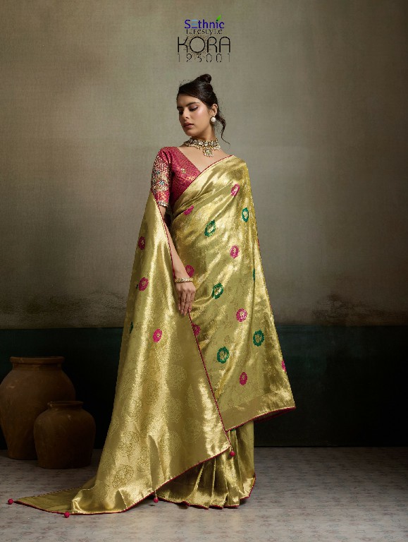 SETHNIC LIFESTYLE KORA WHOLESALE TISSUE BANARASI SILK JACQUARD TRADITIONAL WEAR SAREES FOR WOMEN EXPORTER