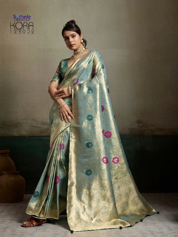 SETHNIC LIFESTYLE KORA WHOLESALE TISSUE BANARASI SILK JACQUARD TRADITIONAL WEAR SAREES FOR WOMEN EXPORTER