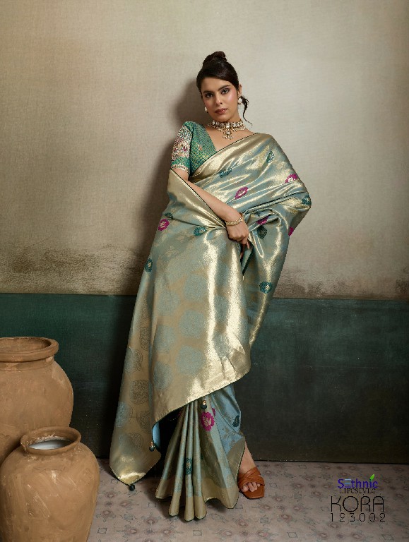 SETHNIC LIFESTYLE KORA WHOLESALE TISSUE BANARASI SILK JACQUARD TRADITIONAL WEAR SAREES FOR WOMEN EXPORTER