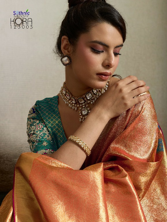 SETHNIC LIFESTYLE KORA WHOLESALE TISSUE BANARASI SILK JACQUARD TRADITIONAL WEAR SAREES FOR WOMEN EXPORTER