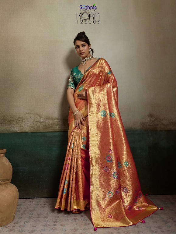 SETHNIC LIFESTYLE KORA WHOLESALE TISSUE BANARASI SILK JACQUARD TRADITIONAL WEAR SAREES FOR WOMEN EXPORTER