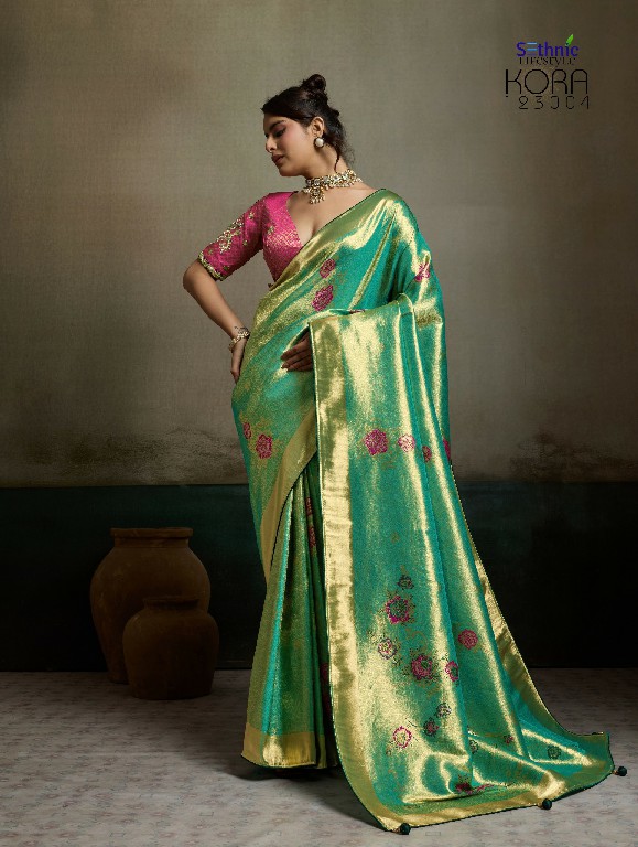 SETHNIC LIFESTYLE KORA WHOLESALE TISSUE BANARASI SILK JACQUARD TRADITIONAL WEAR SAREES FOR WOMEN EXPORTER