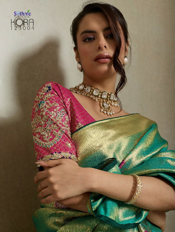 SETHNIC LIFESTYLE KORA WHOLESALE TISSUE BANARASI SILK JACQUARD TRADITIONAL WEAR SAREES FOR WOMEN EXPORTER