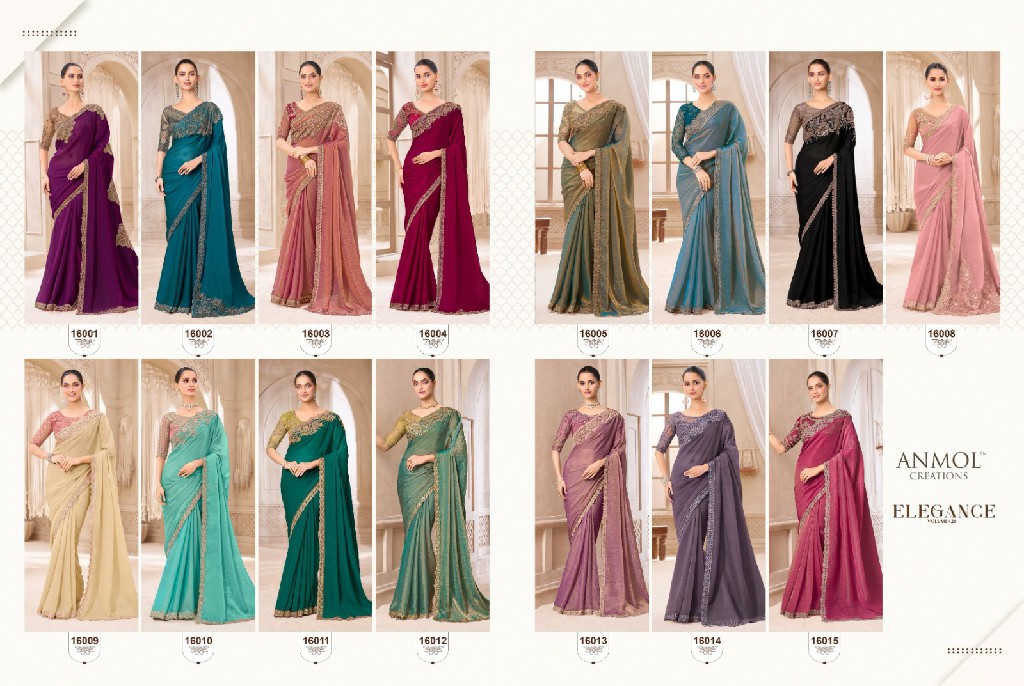 ANMOL CREATIONS ELEGANCE VOL 21 WHOLESALE STYLISH PARTY WEAR INDIAN SAREES FOR WOMEN ONLINE