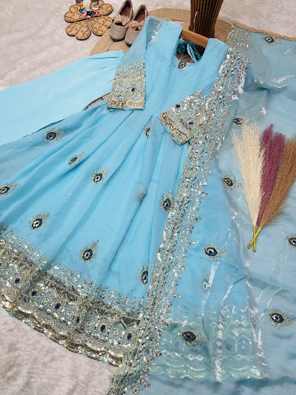 TEXTILEDEAL D.NO 254 WGHOLESALE READYMADE HEAVY FENDY SILK BEAUTIFUL FESTIVE WEAR GOWN WITH DUPATTA FOR KIDS ONLINE