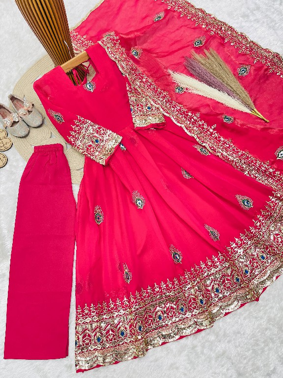 TEXTILEDEAL D.NO 254 WGHOLESALE READYMADE HEAVY FENDY SILK BEAUTIFUL FESTIVE WEAR GOWN WITH DUPATTA FOR KIDS ONLINE