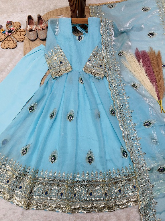 TEXTILEDEAL D.NO 254 WGHOLESALE READYMADE HEAVY FENDY SILK BEAUTIFUL FESTIVE WEAR GOWN WITH DUPATTA FOR KIDS ONLINE