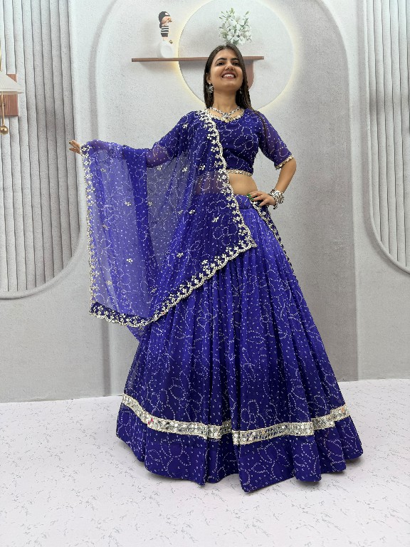 TAPI CREATION D.NO 348 WHOLESALE READYMADE GEORGETTE BANDHANI PRINT FESTIVE SPECIAL LEHENGA CHOLI FOR EXPORT