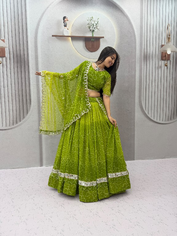 TAPI CREATION D.NO 348 WHOLESALE READYMADE GEORGETTE BANDHANI PRINT FESTIVE SPECIAL LEHENGA CHOLI FOR EXPORT