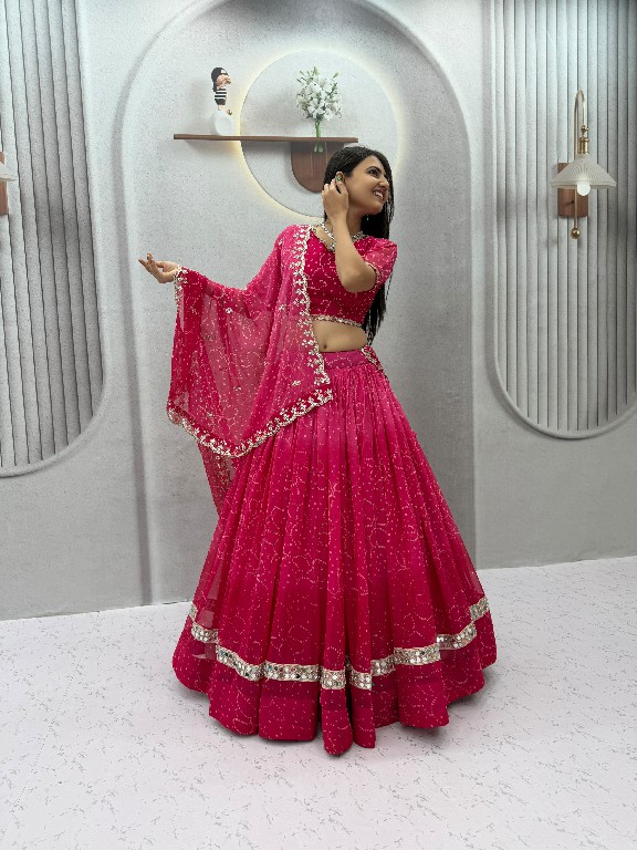 TAPI CREATION D.NO 348 WHOLESALE READYMADE GEORGETTE BANDHANI PRINT FESTIVE SPECIAL LEHENGA CHOLI FOR EXPORT