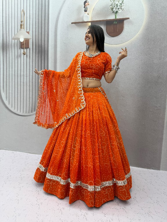 TAPI CREATION D.NO 348 WHOLESALE READYMADE GEORGETTE BANDHANI PRINT FESTIVE SPECIAL LEHENGA CHOLI FOR EXPORT