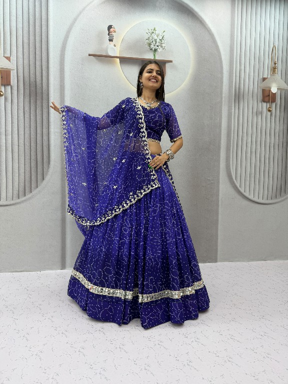 TAPI CREATION D.NO 348 WHOLESALE READYMADE GEORGETTE BANDHANI PRINT FESTIVE SPECIAL LEHENGA CHOLI FOR EXPORT
