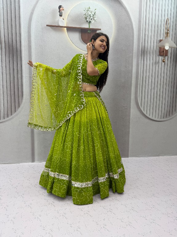 TAPI CREATION D.NO 348 WHOLESALE READYMADE GEORGETTE BANDHANI PRINT FESTIVE SPECIAL LEHENGA CHOLI FOR EXPORT