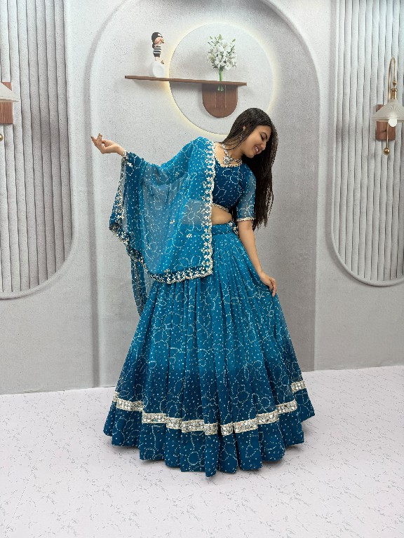 TAPI CREATION D.NO 348 WHOLESALE READYMADE GEORGETTE BANDHANI PRINT FESTIVE SPECIAL LEHENGA CHOLI FOR EXPORT