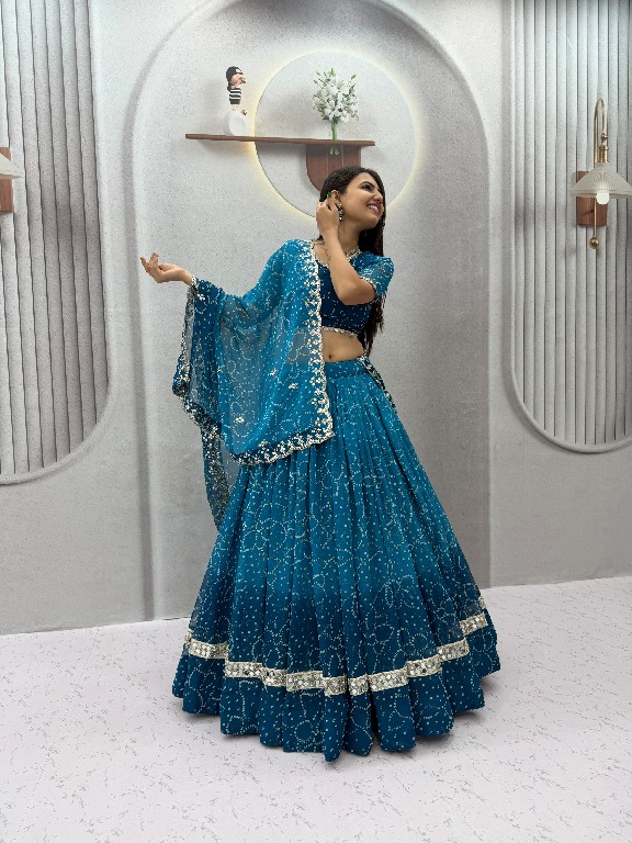 TAPI CREATION D.NO 348 WHOLESALE READYMADE GEORGETTE BANDHANI PRINT FESTIVE SPECIAL LEHENGA CHOLI FOR EXPORT