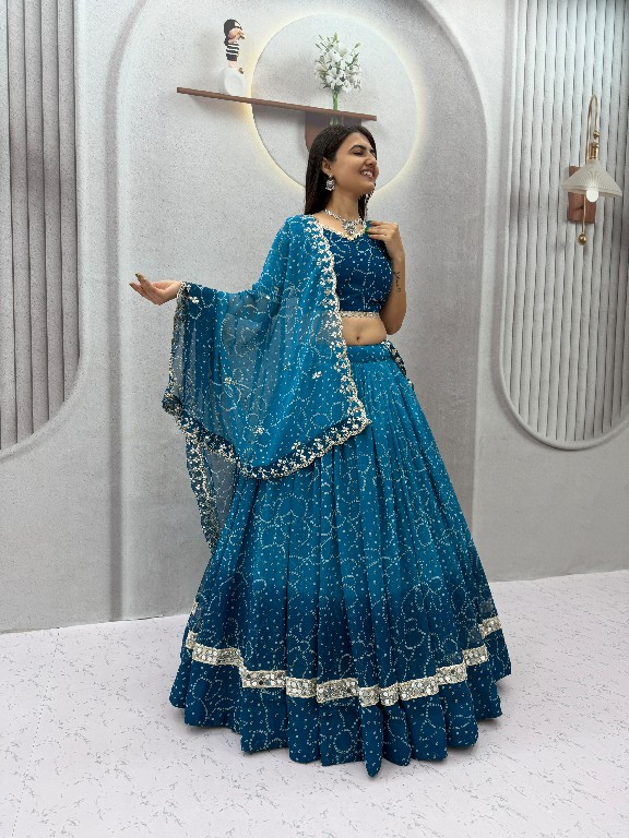 TAPI CREATION D.NO 348 WHOLESALE READYMADE GEORGETTE BANDHANI PRINT FESTIVE SPECIAL LEHENGA CHOLI FOR EXPORT