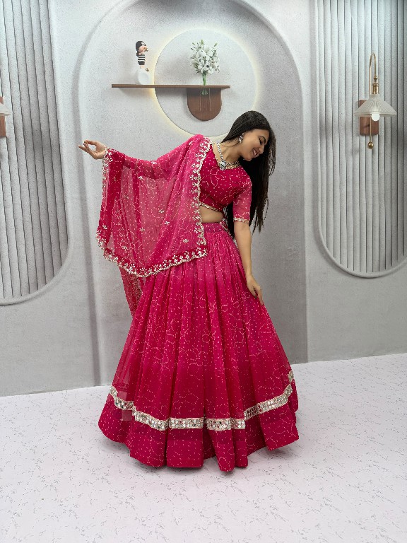 TAPI CREATION D.NO 348 WHOLESALE READYMADE GEORGETTE BANDHANI PRINT FESTIVE SPECIAL LEHENGA CHOLI FOR EXPORT