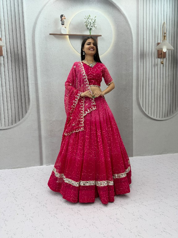 TAPI CREATION D.NO 348 WHOLESALE READYMADE GEORGETTE BANDHANI PRINT FESTIVE SPECIAL LEHENGA CHOLI FOR EXPORT