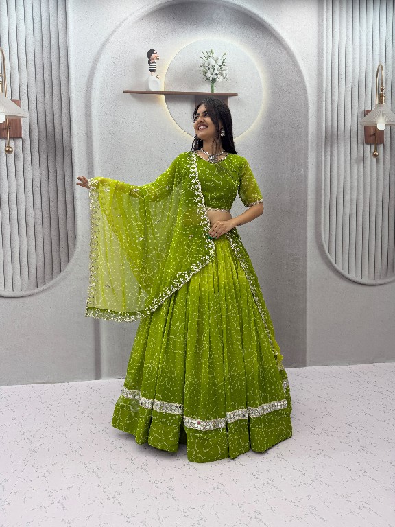 TAPI CREATION D.NO 348 WHOLESALE READYMADE GEORGETTE BANDHANI PRINT FESTIVE SPECIAL LEHENGA CHOLI FOR EXPORT