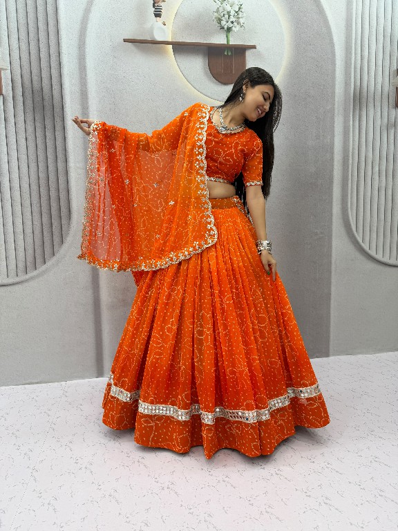 TAPI CREATION D.NO 348 WHOLESALE READYMADE GEORGETTE BANDHANI PRINT FESTIVE SPECIAL LEHENGA CHOLI FOR EXPORT