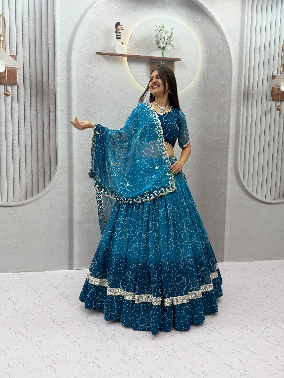 TAPI CREATION D.NO 348 WHOLESALE READYMADE GEORGETTE BANDHANI PRINT FESTIVE SPECIAL LEHENGA CHOLI FOR EXPORT