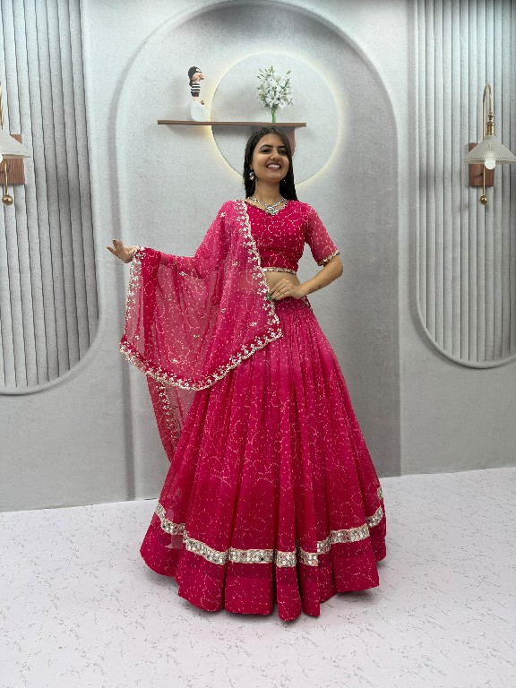 TAPI CREATION D.NO 348 WHOLESALE READYMADE GEORGETTE BANDHANI PRINT FESTIVE SPECIAL LEHENGA CHOLI FOR EXPORT