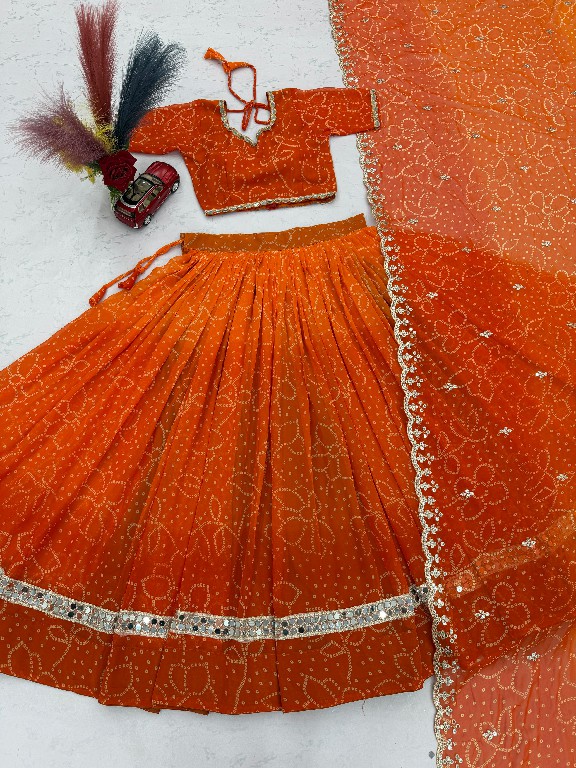 TAPI CREATION D.NO 348 WHOLESALE READYMADE GEORGETTE BANDHANI PRINT FESTIVE SPECIAL LEHENGA CHOLI FOR EXPORT