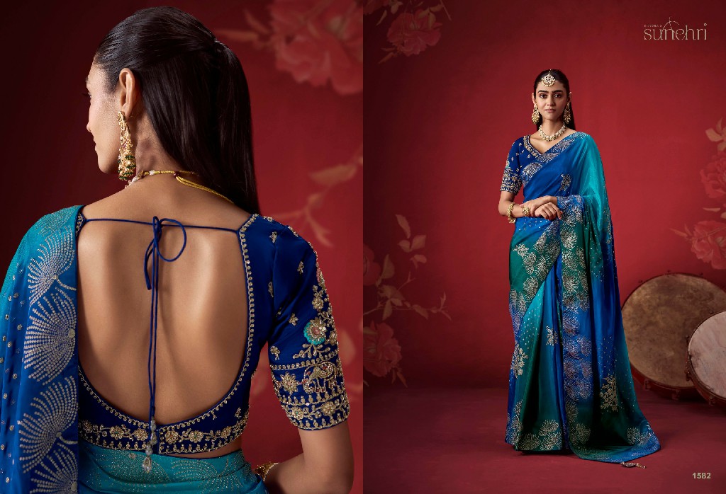 KIMORA SUNEHRI THE ROYAL EDIT WHOLESALE DOLA CRAPE SOFT SILK PARTY WEAR INDIAN SAREES FOR WOMEN ONLINE