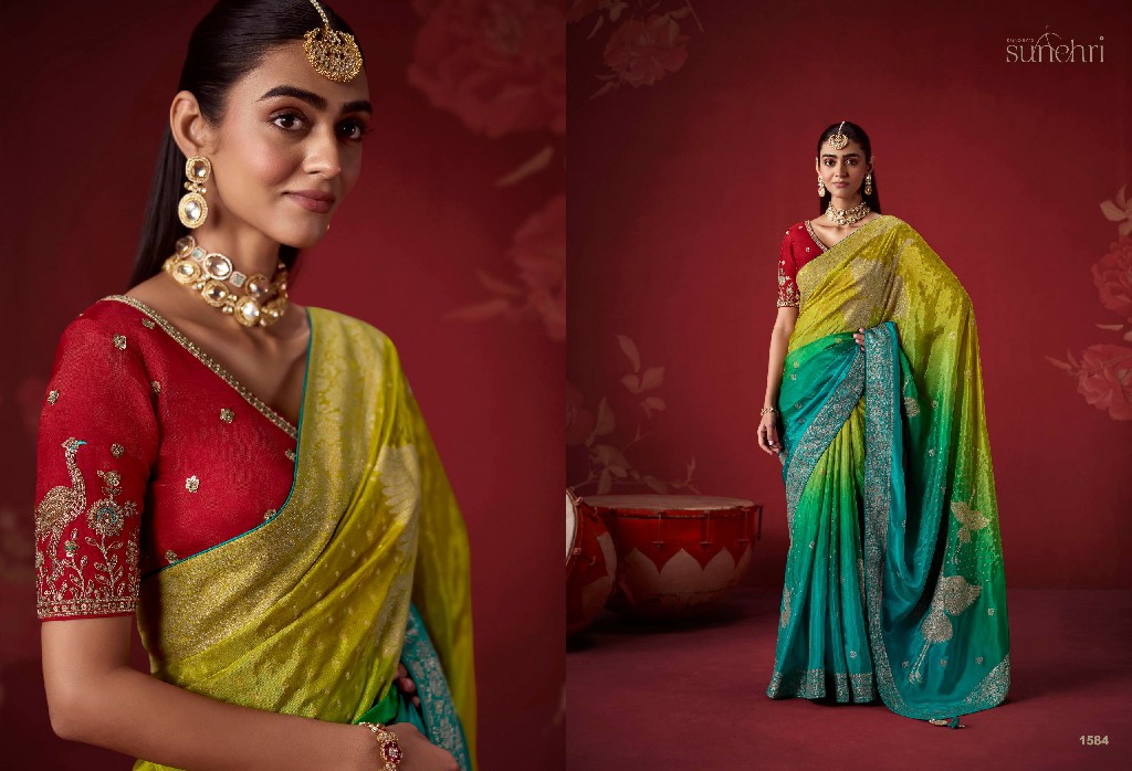 KIMORA SUNEHRI THE ROYAL EDIT WHOLESALE DOLA CRAPE SOFT SILK PARTY WEAR INDIAN SAREES FOR WOMEN ONLINE